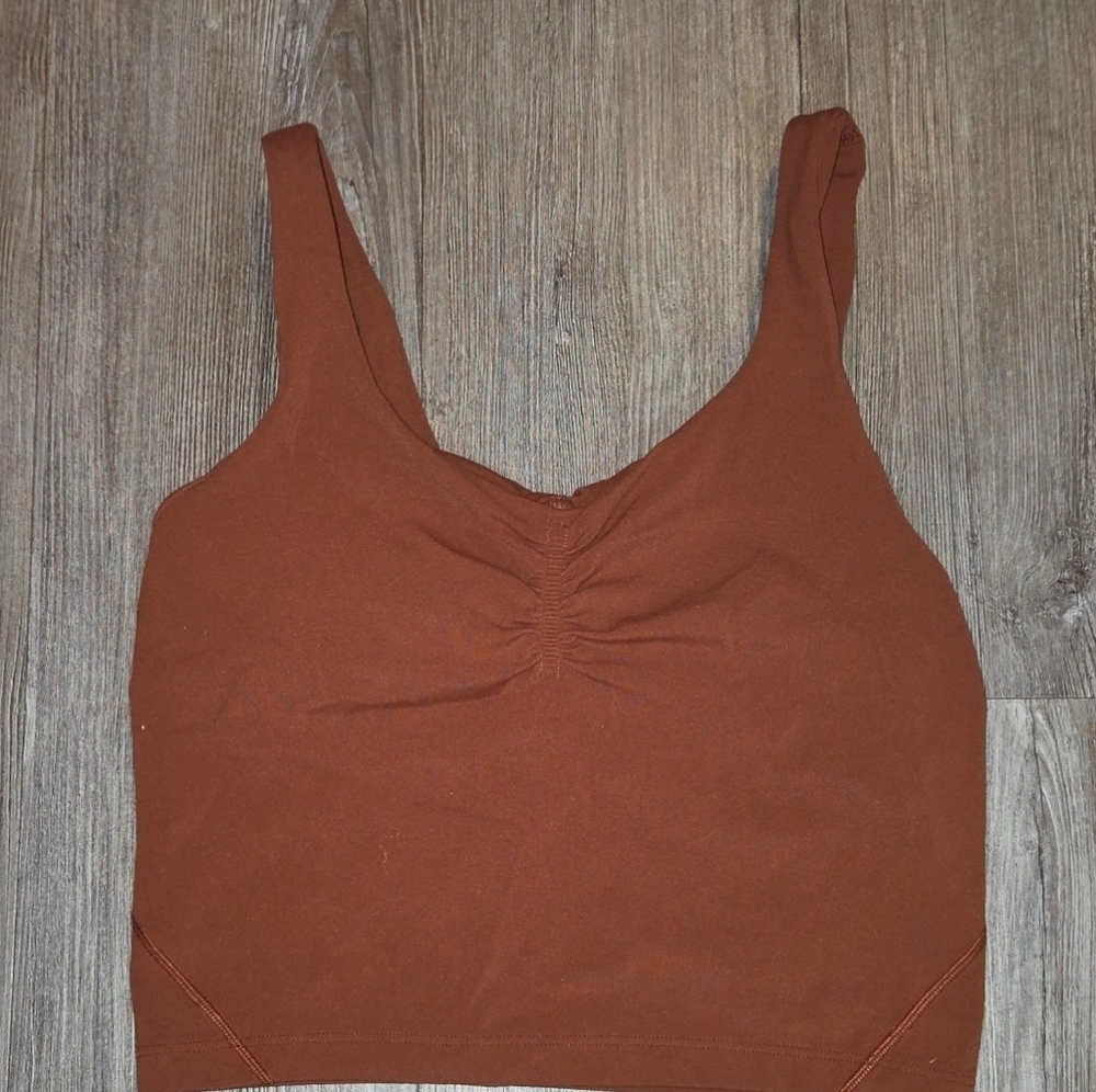 Rust Brown Lulu lemon sports bra.